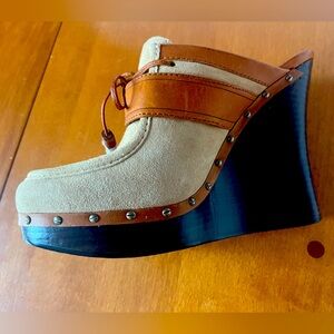 LAMB suede + leather mules by Gwen Stefani. Size 8.5. Never worn.